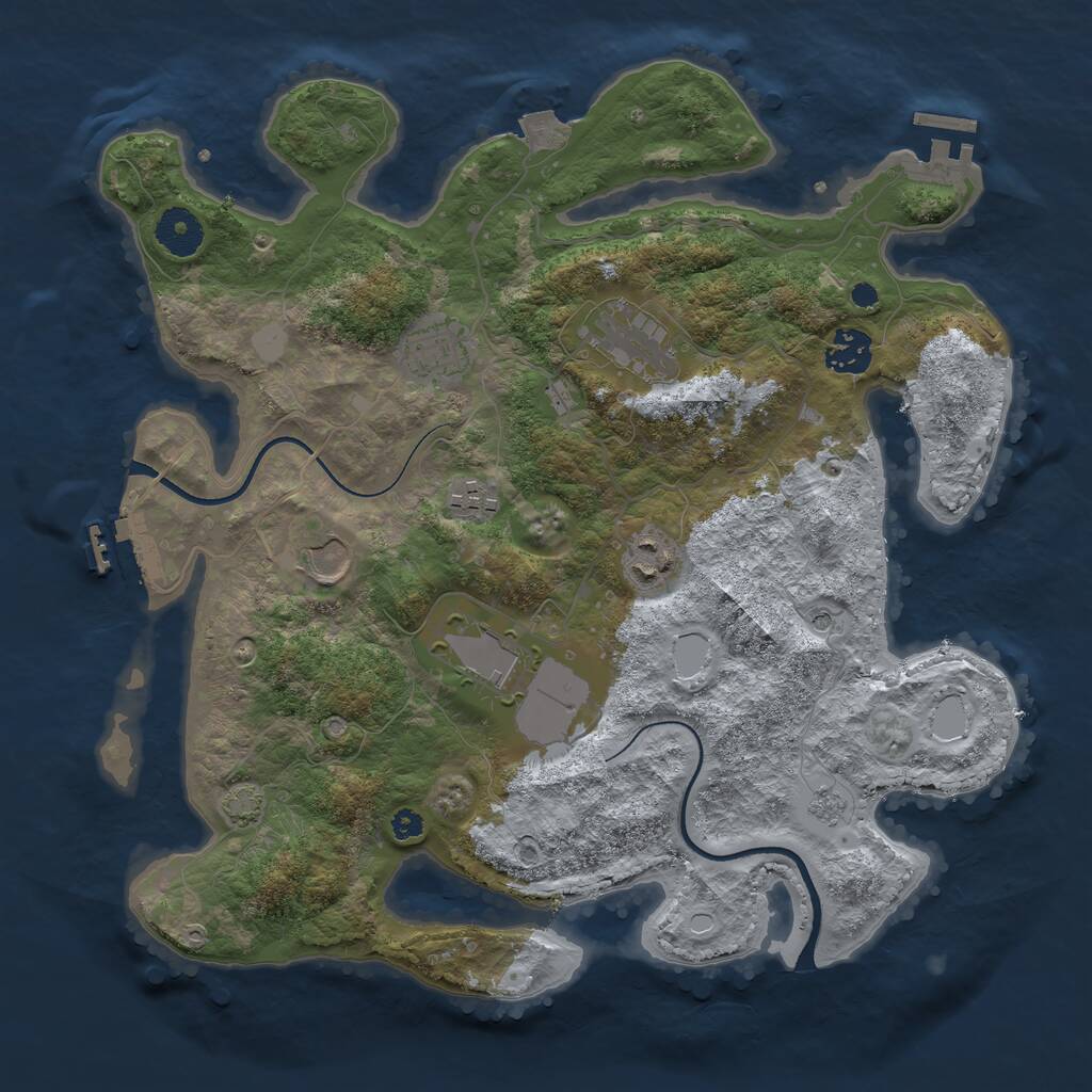 Rust Map: Procedural Map, Size: 3500, Seed: 3327691, 13 Monuments