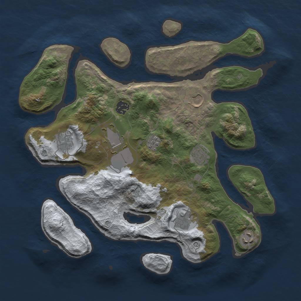 Rust Map: Barren, Size: 3500, Seed: 2131056, 11 Monuments