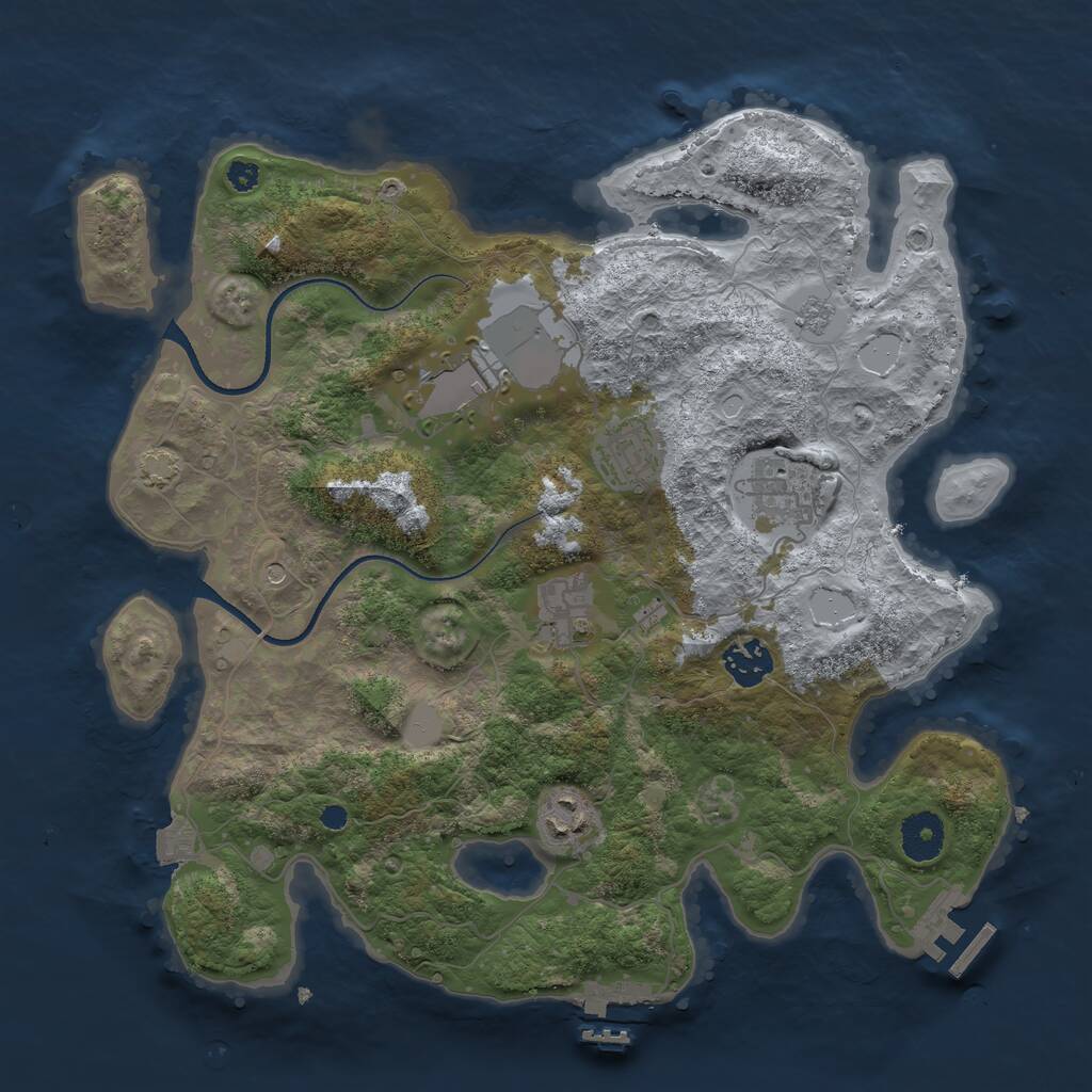 Rust Map: Procedural Map, Size: 3500, Seed: 1426553, 12 Monuments