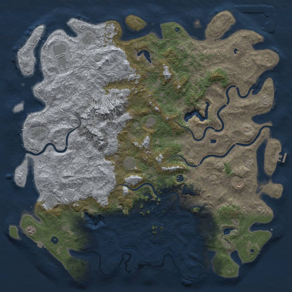 Rust Map: Procedural Map, Size: 6000, Seed: 72, 17 Monuments