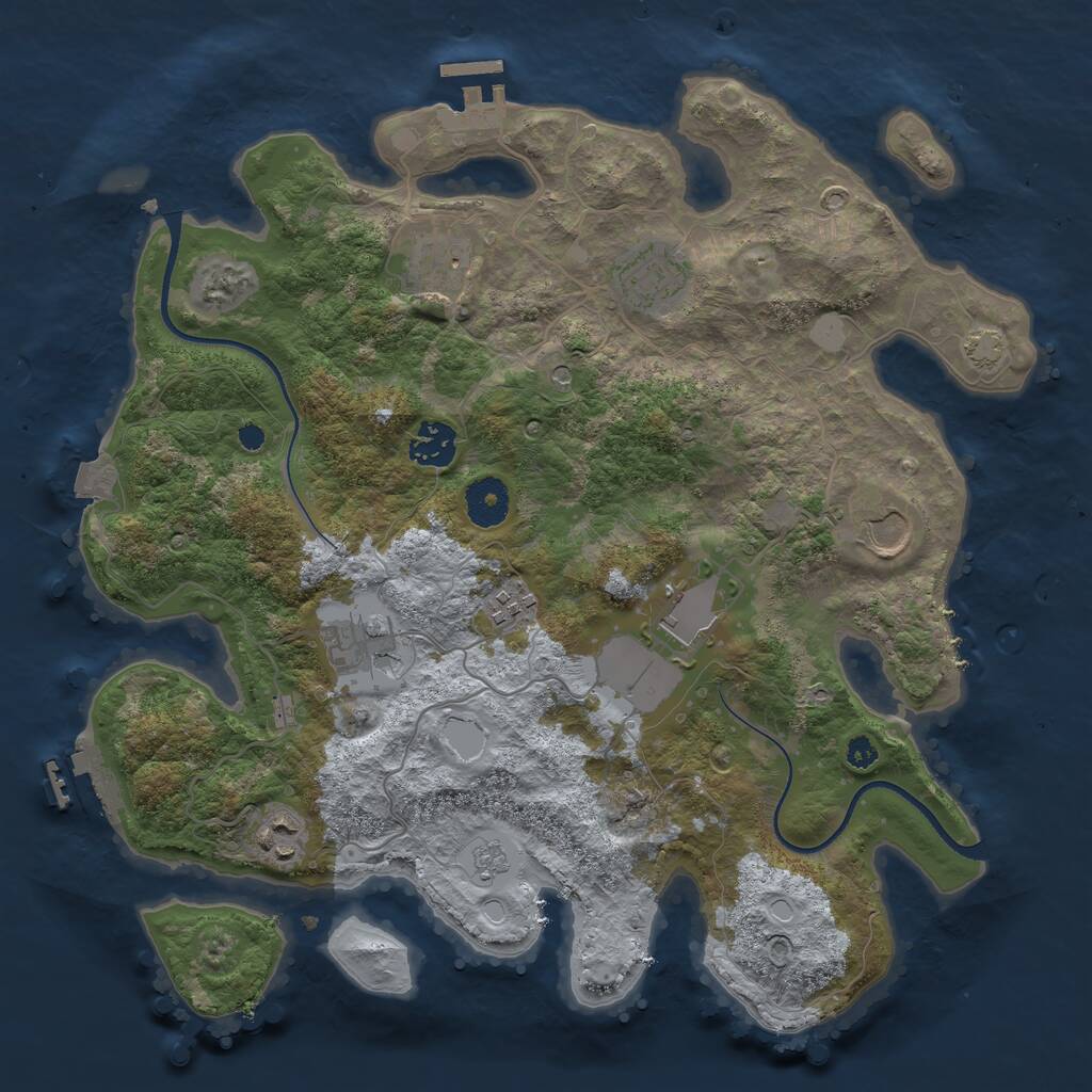 Rust Map: Procedural Map, Size: 3500, Seed: 1124632, 14 Monuments
