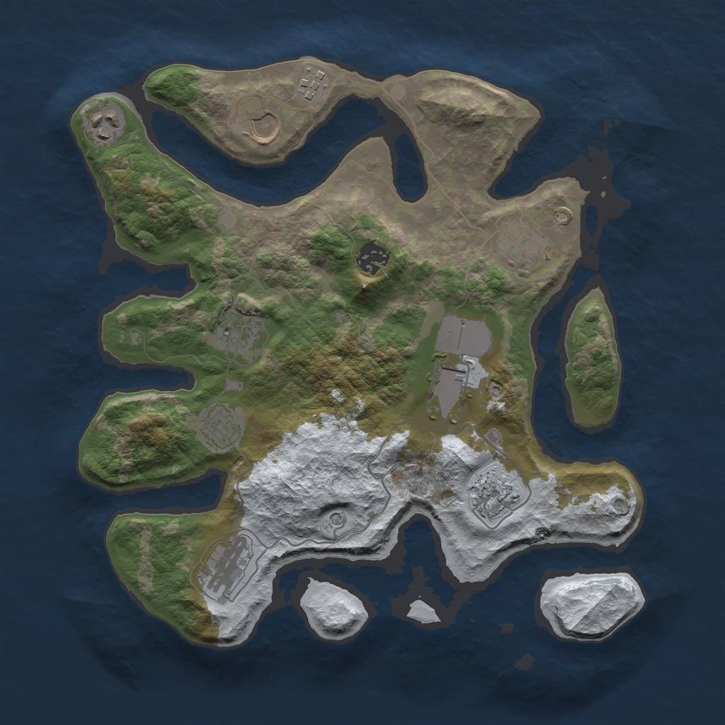 Rust Map: Barren, Size: 3500, Seed: 5842558, 13 Monuments