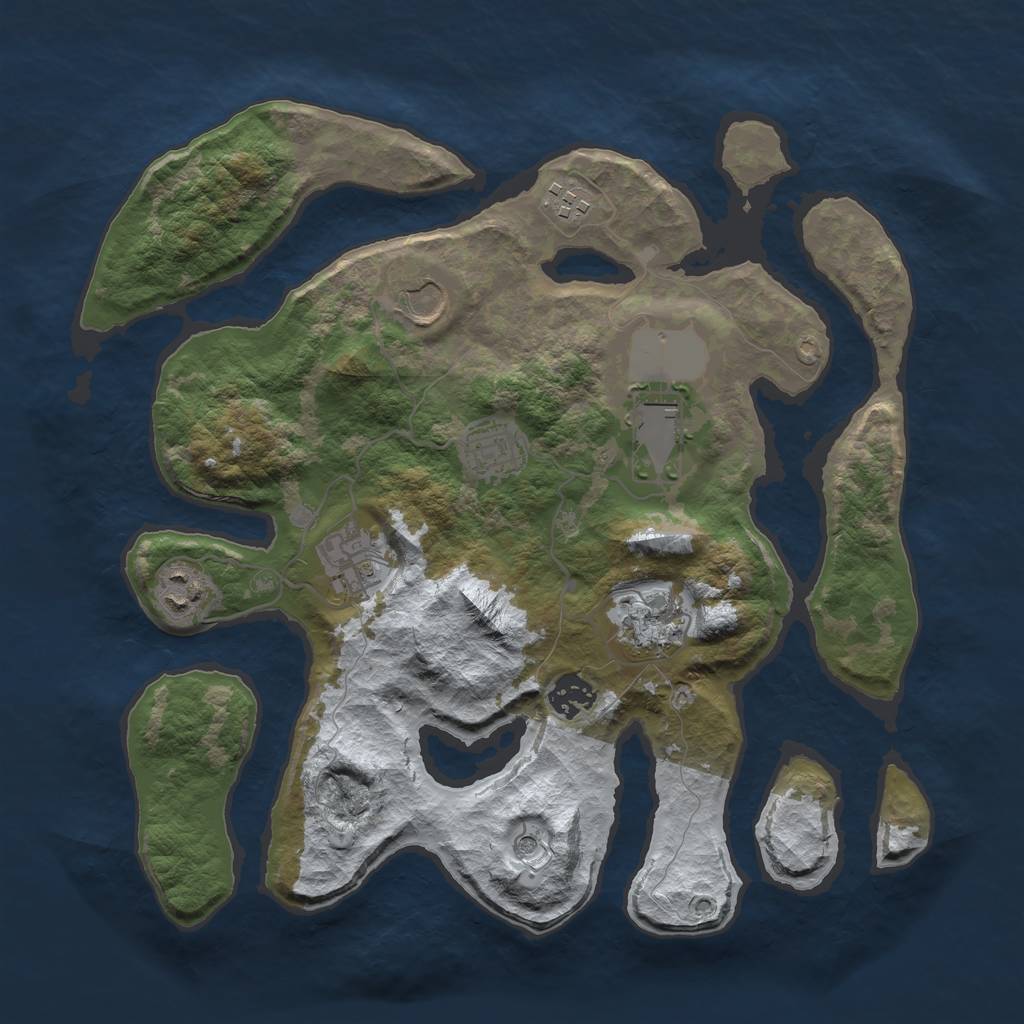 Rust Map: Barren, Size: 3500, Seed: 192110, 11 Monuments