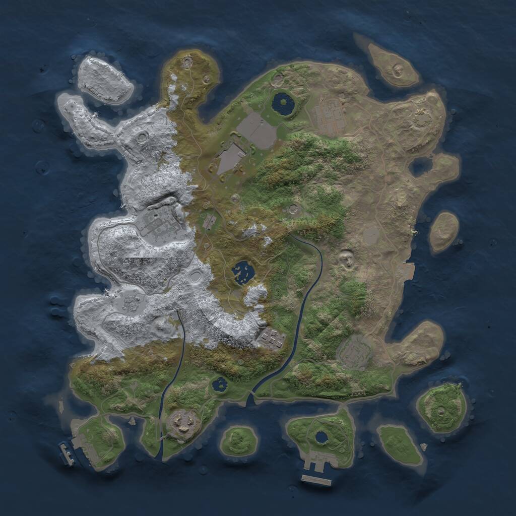 Rust Map: Procedural Map, Size: 3500, Seed: 3850953, 13 Monuments