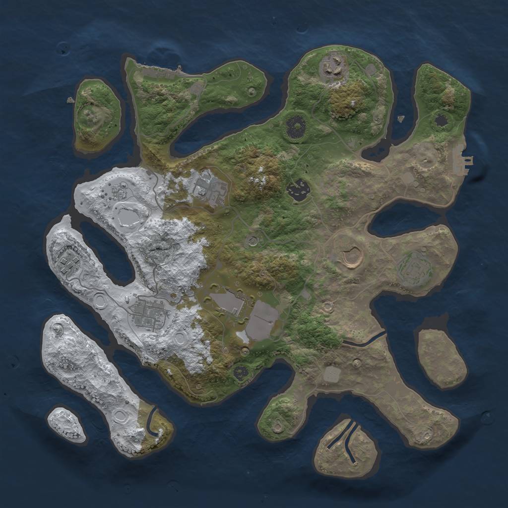 Rust Map: Procedural Map, Size: 3500, Seed: 3952383, 17 Monuments