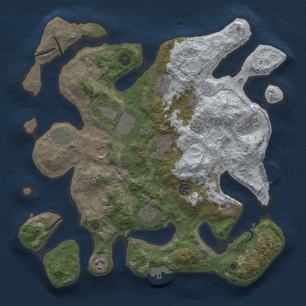 Rust Map: Procedural Map, Size: 3800, Seed: 21666, 19 Monuments