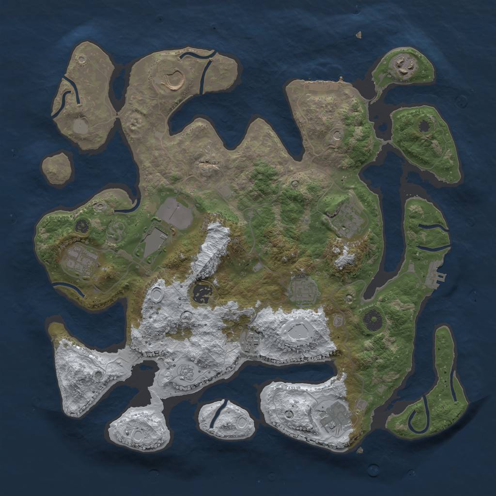 Rust Map: Procedural Map, Size: 3750, Seed: 496383168, 18 Monuments