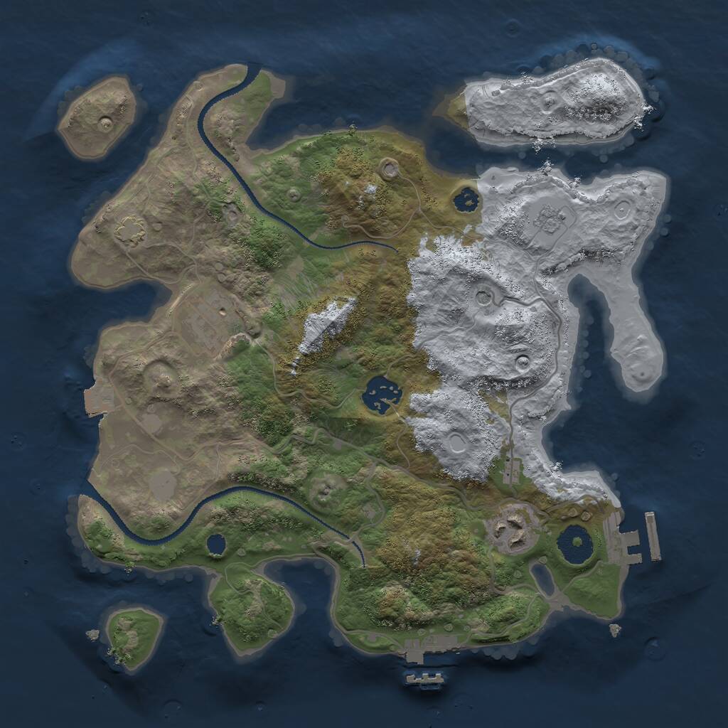 Rust Map: Procedural Map, Size: 3000, Seed: 1011807695, 9 Monuments