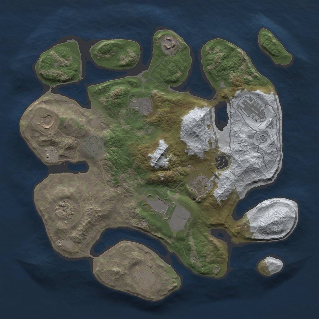 Rust Map: Barren, Size: 3500, Seed: 1510070, 14 Monuments