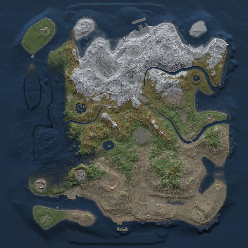 Rust Map: Procedural Map, Size: 3500, Seed: 2886678, 13 Monuments