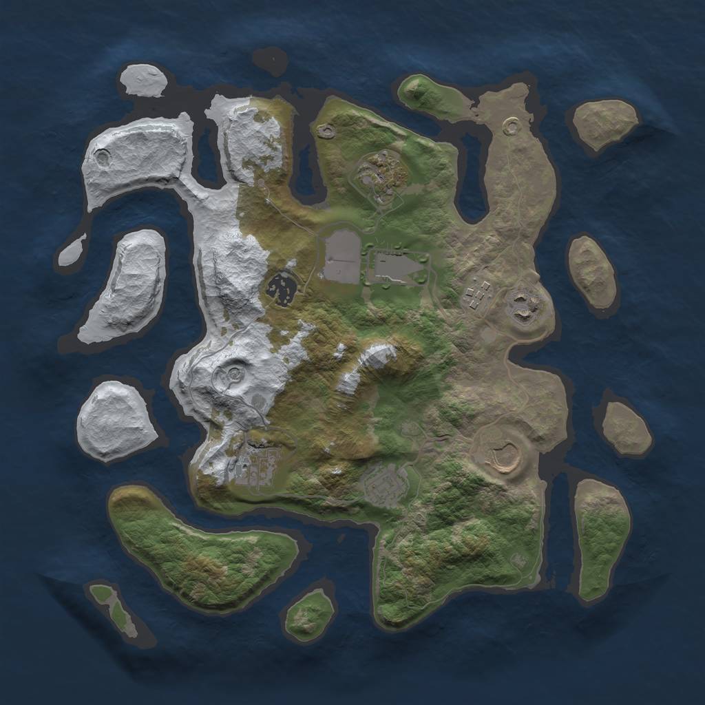 Rust Map: Barren, Size: 3500, Seed: 1766778, 11 Monuments