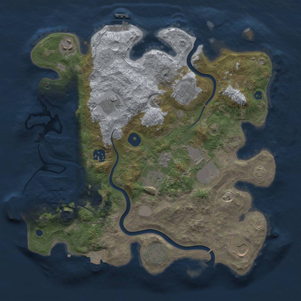 Rust Map: Procedural Map, Size: 3500, Seed: 4513374, 15 Monuments