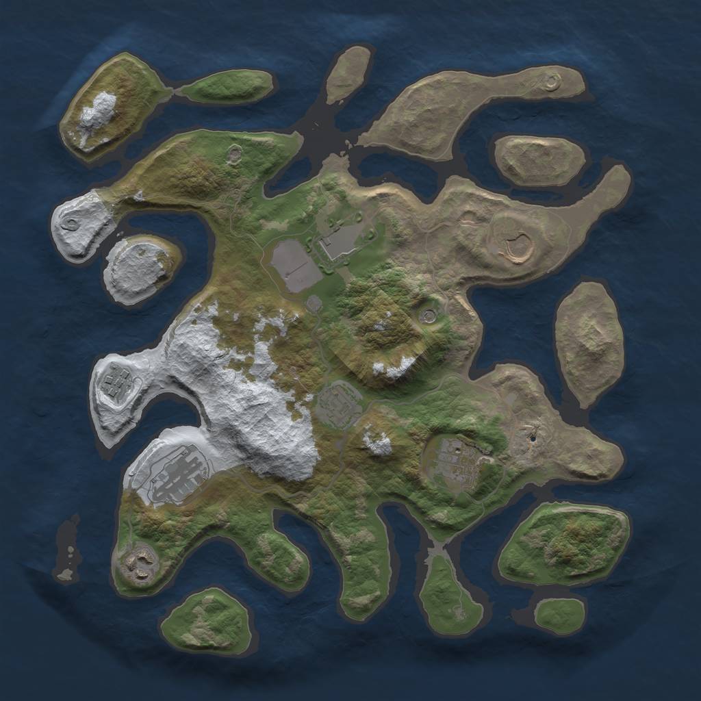 Rust Map: Barren, Size: 3500, Seed: 4264930, 10 Monuments