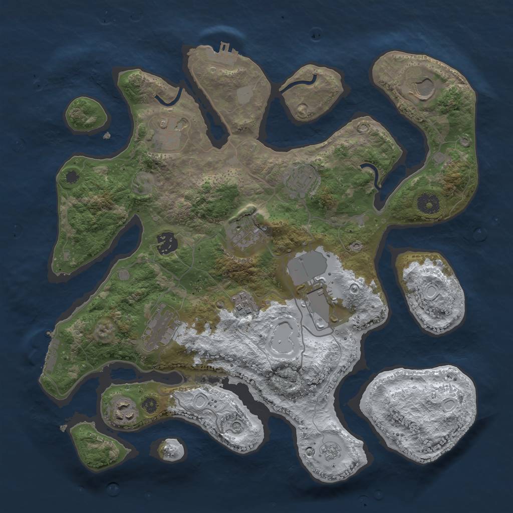 Rust Map: Procedural Map, Size: 3500, Seed: 4920793, 18 Monuments