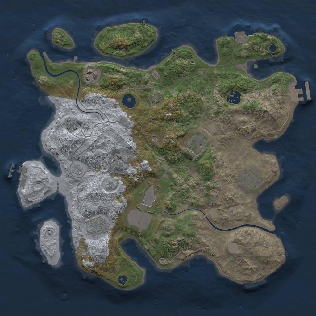 Rust Map: Procedural Map, Size: 3500, Seed: 2356461, 13 Monuments