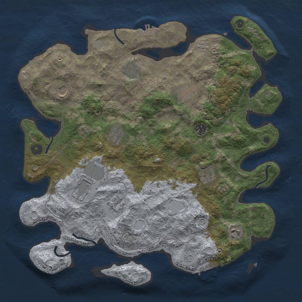 Rust Map: Procedural Map, Size: 4000, Seed: 693267, 19 Monuments