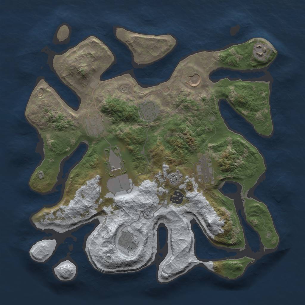 Rust Map: Barren, Size: 3500, Seed: 6224554, 12 Monuments