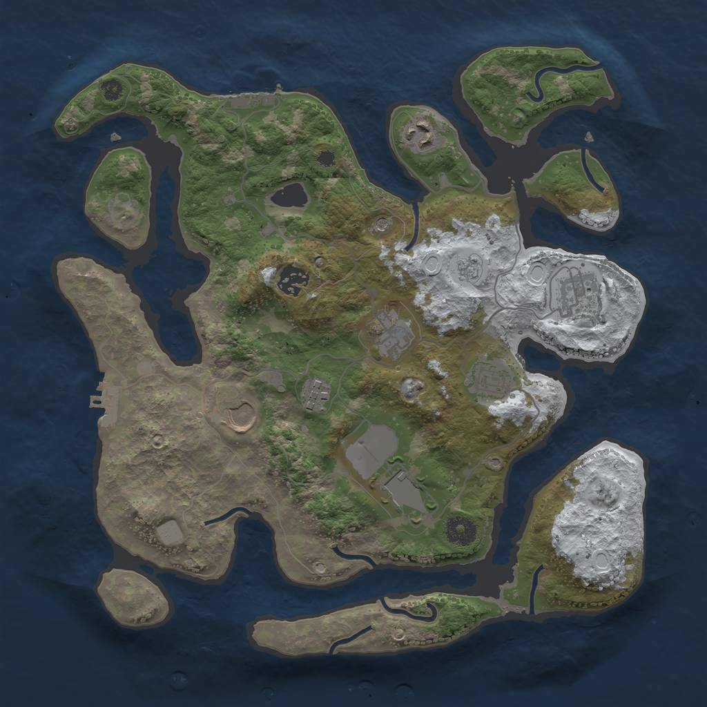 Rust Map: Procedural Map, Size: 3500, Seed: 4003895, 17 Monuments