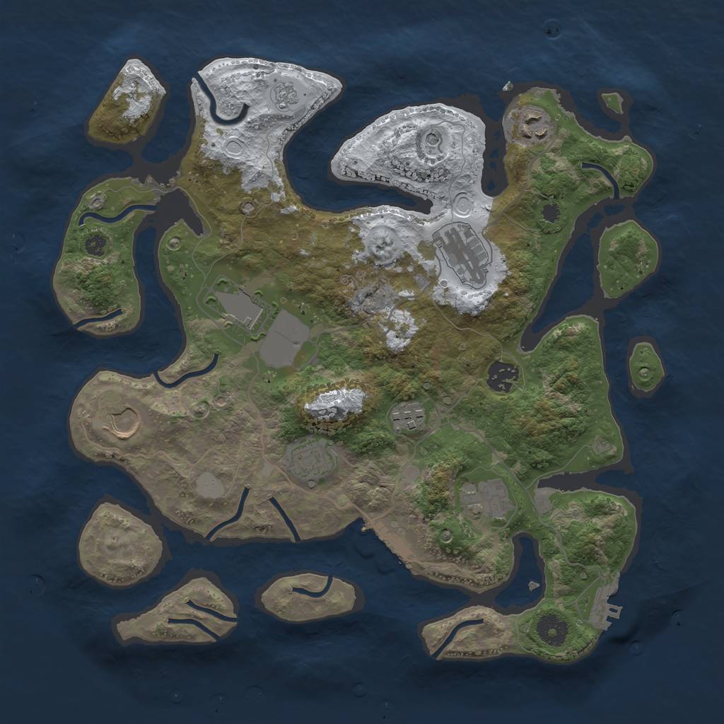 Rust Map: Procedural Map, Size: 3500, Seed: 638783443, 17 Monuments