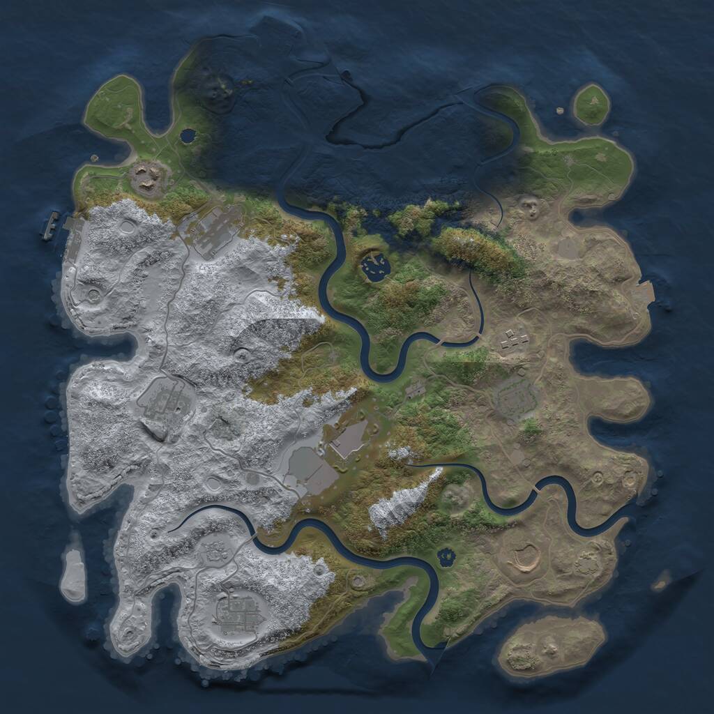 Rust Map: Procedural Map, Size: 3850, Seed: 487206110, 15 Monuments