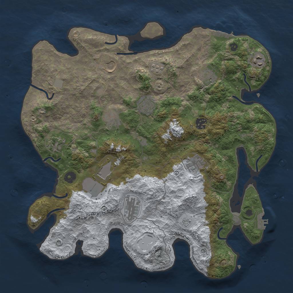 Rust Map: Procedural Map, Size: 3800, Seed: 594543092, 20 Monuments