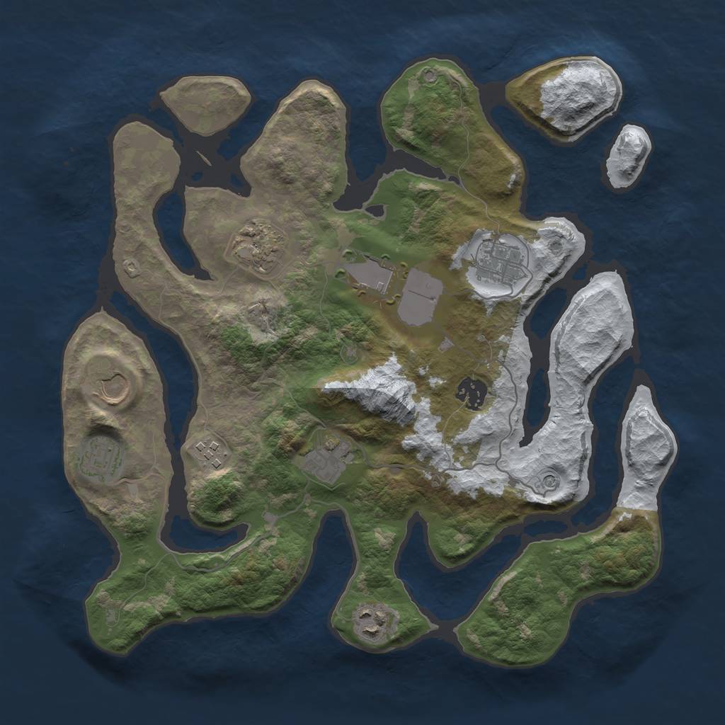Rust Map: Barren, Size: 3500, Seed: 4917005, 12 Monuments