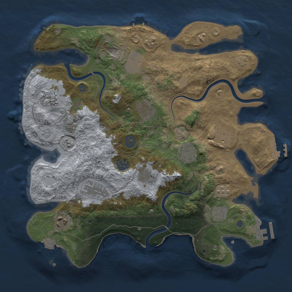 Rust Map: Procedural Map, Size: 3500, Seed: 410917, 18 Monuments