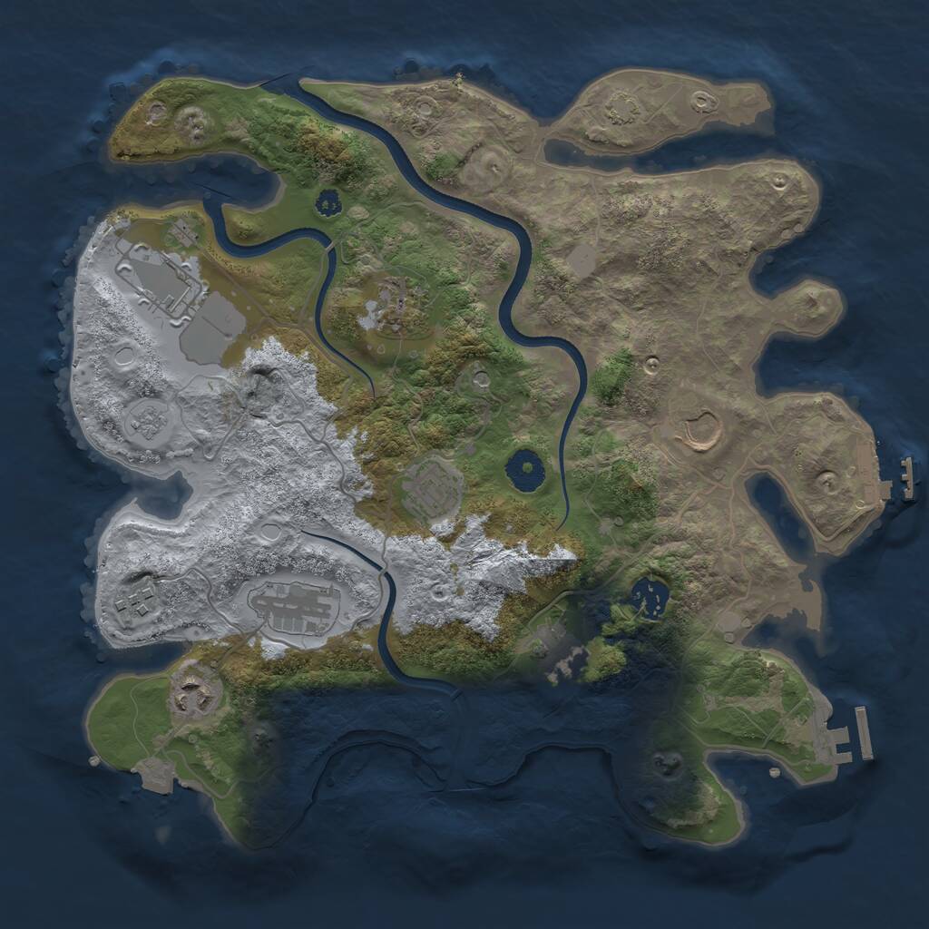 Rust Map: Procedural Map, Size: 3500, Seed: 410917, 15 Monuments