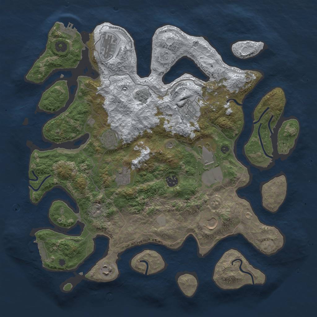 Rust Map: Procedural Map, Size: 4000, Seed: 5558309, 18 Monuments