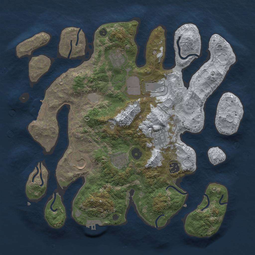 Rust Map: Procedural Map, Size: 3550, Seed: 713210, 15 Monuments