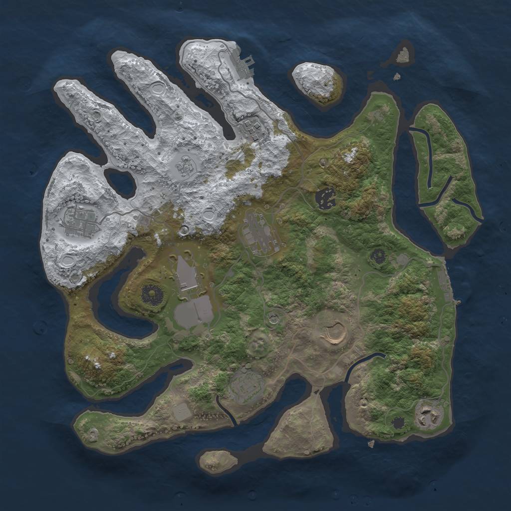 Rust Map: Procedural Map, Size: 3500, Seed: 528101, 17 Monuments