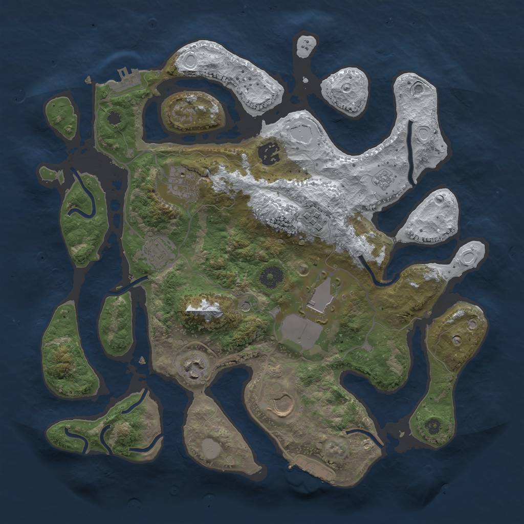 Rust Map: Procedural Map, Size: 3500, Seed: 5620080, 16 Monuments