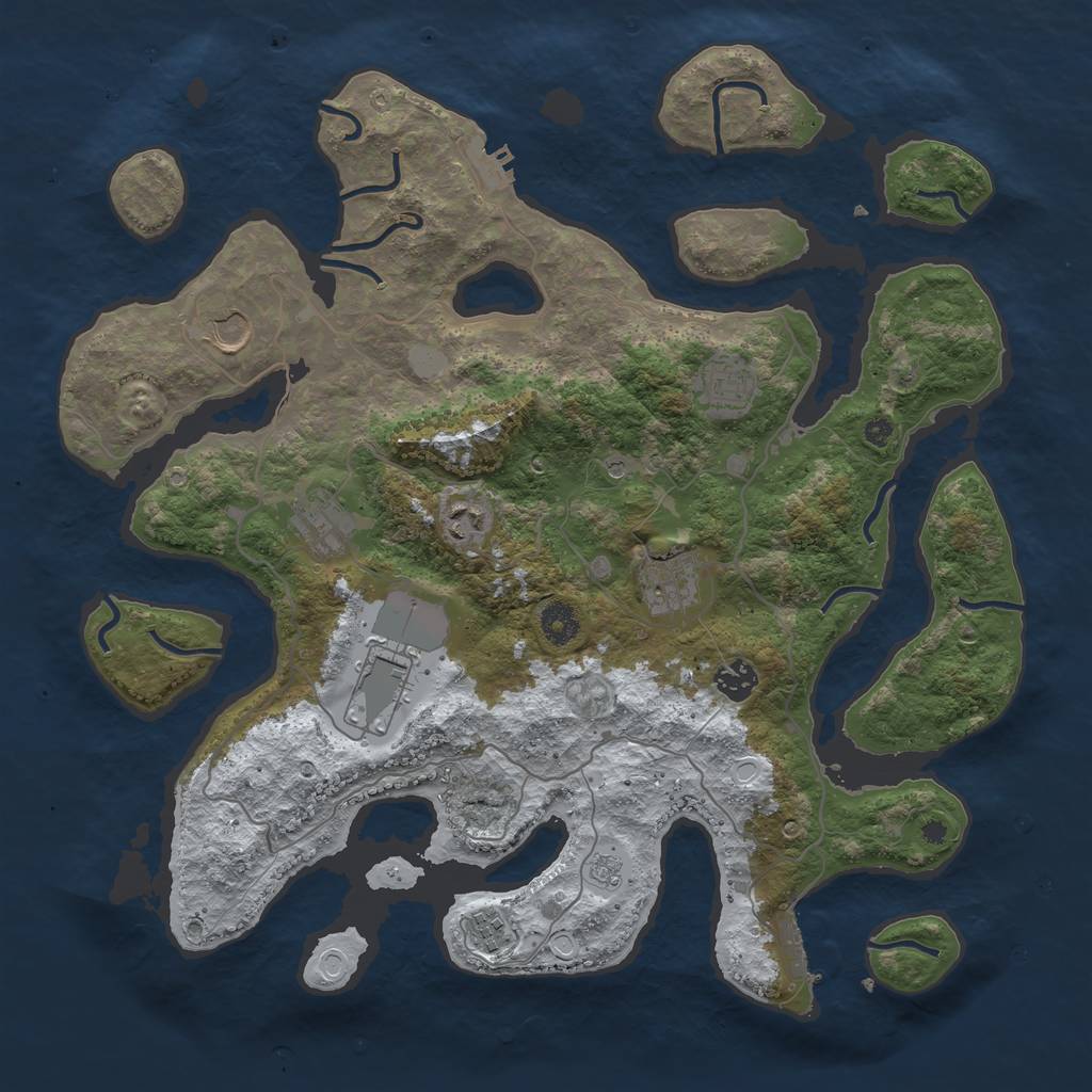 Rust Map: Procedural Map, Size: 4000, Seed: 1054, 17 Monuments
