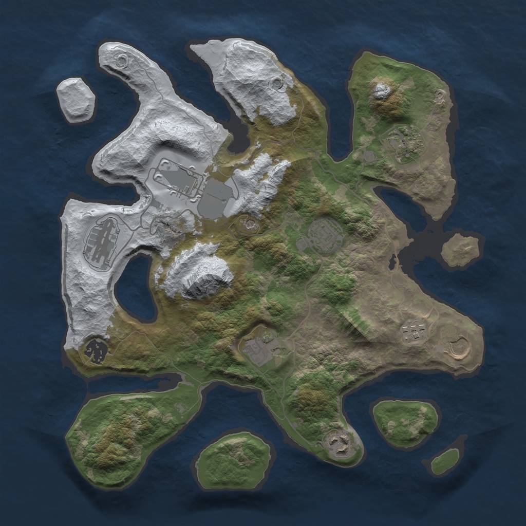 Rust Map: Barren, Size: 3500, Seed: 4814724, 12 Monuments