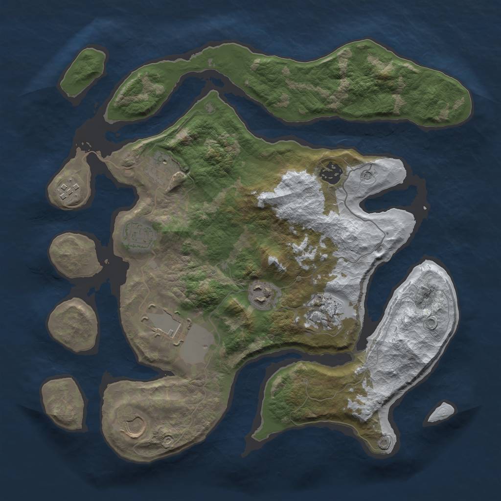 Rust Map: Barren, Size: 3500, Seed: 2175699, 11 Monuments