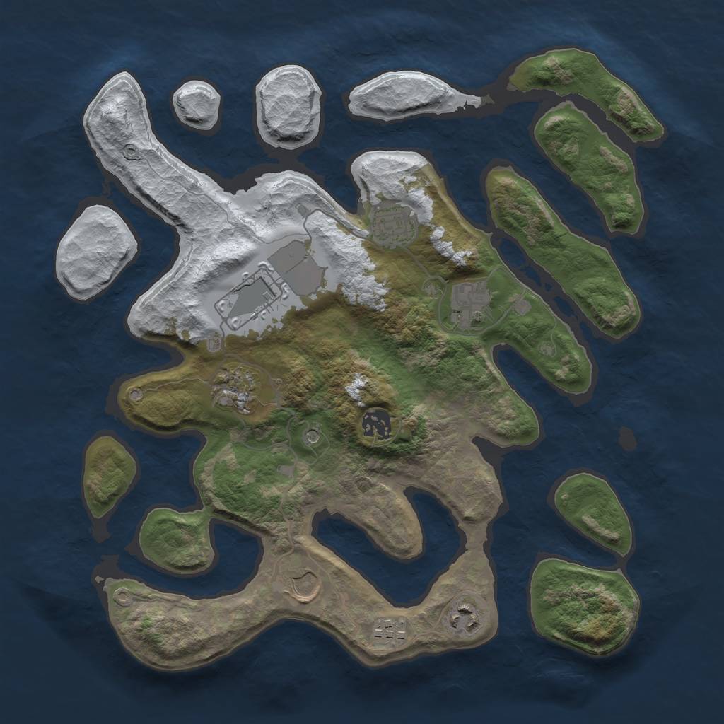 Rust Map: Barren, Size: 3500, Seed: 5178747, 11 Monuments