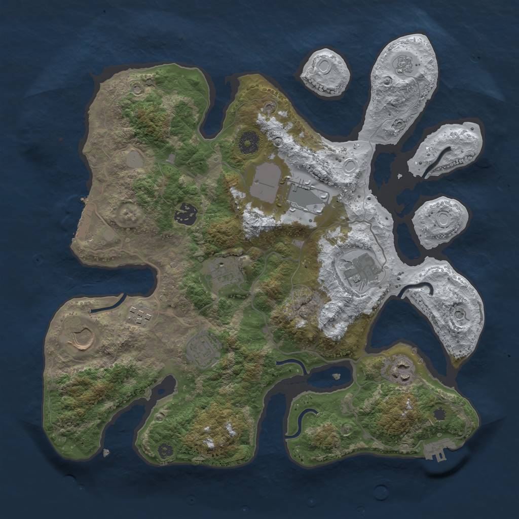 Rust Map: Procedural Map, Size: 3500, Seed: 532203908, 17 Monuments