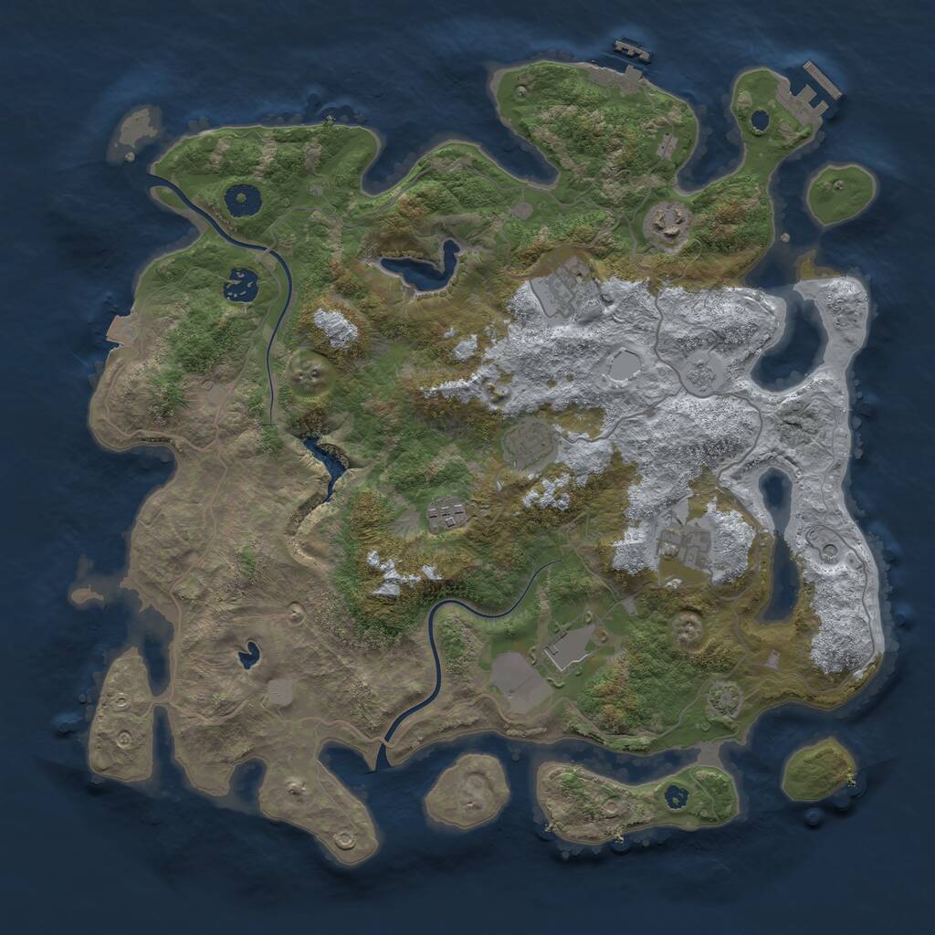 Rust Map: Procedural Map, Size: 4000, Seed: 3378454, 13 Monuments