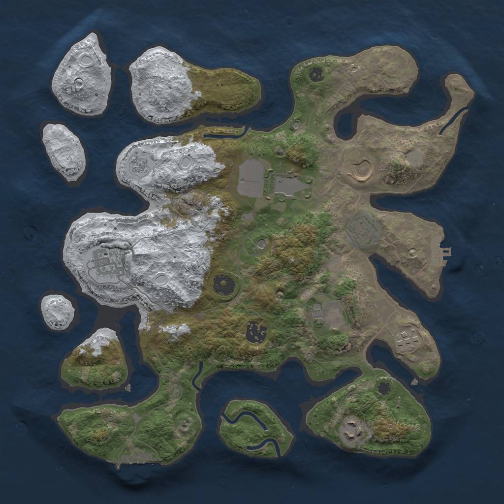 Rust Map: Procedural Map, Size: 3500, Seed: 4875009, 17 Monuments