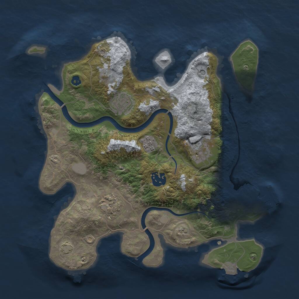 Rust Map: Procedural Map, Size: 3000, Seed: 97769, 9 Monuments