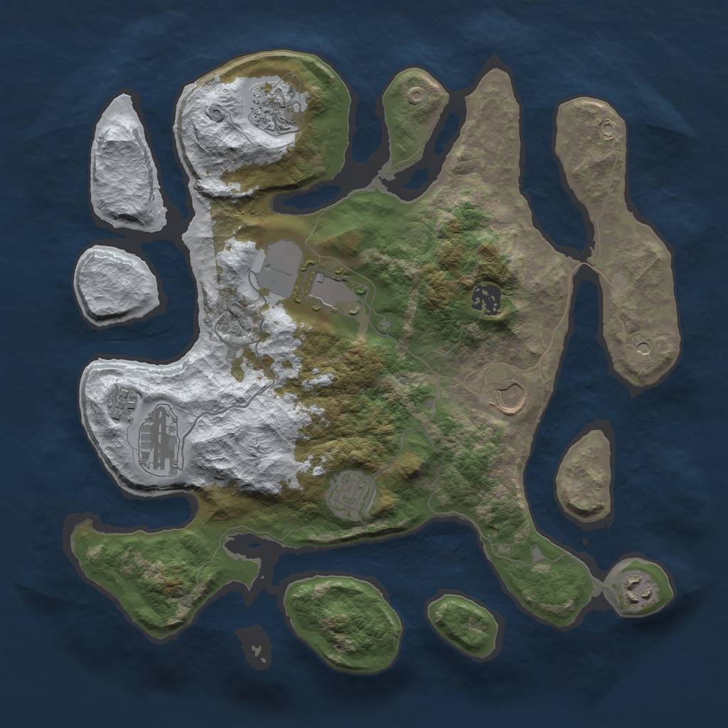 Rust Map: Barren, Size: 3500, Seed: 5257510, 11 Monuments