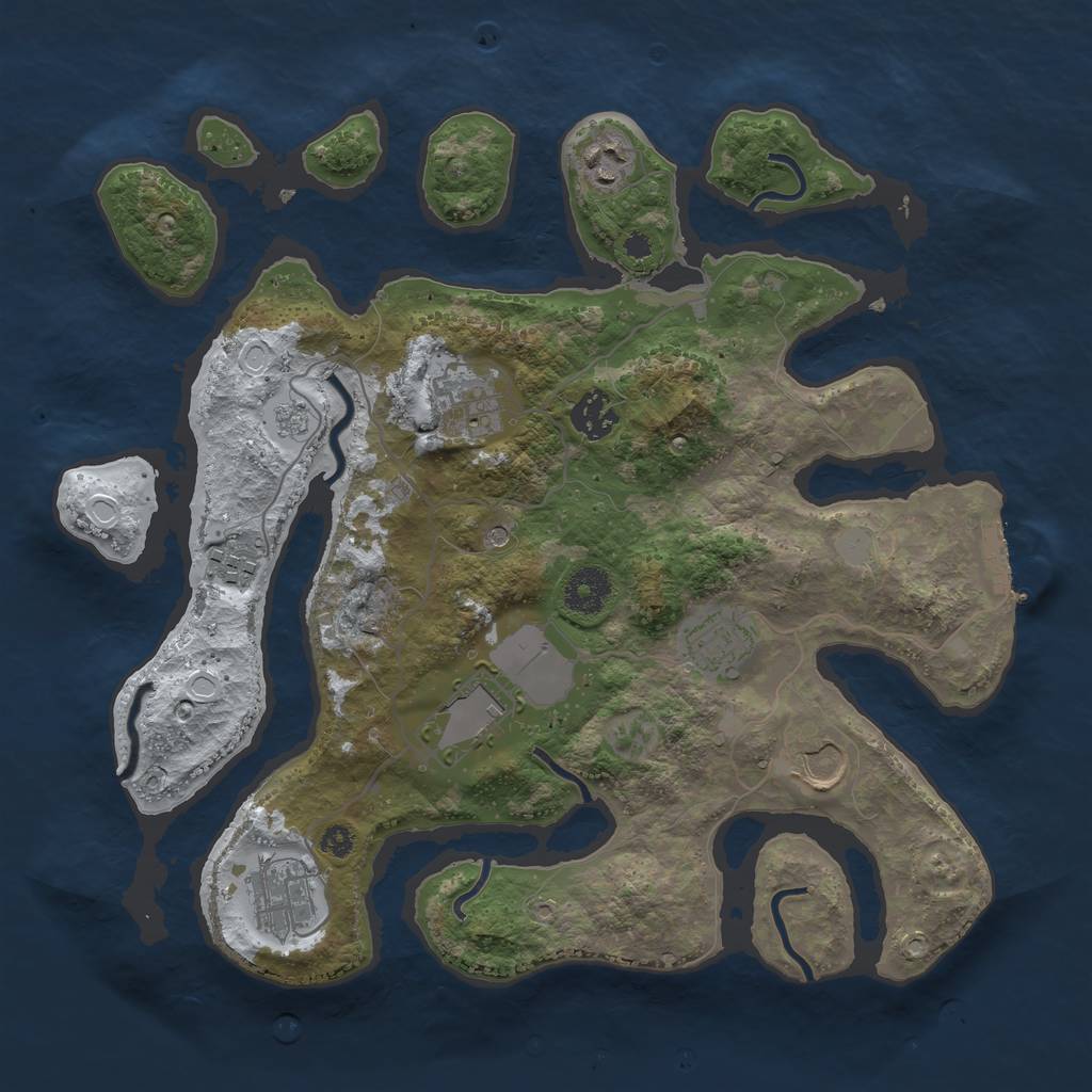 Rust Map: Procedural Map, Size: 3500, Seed: 49909, 16 Monuments