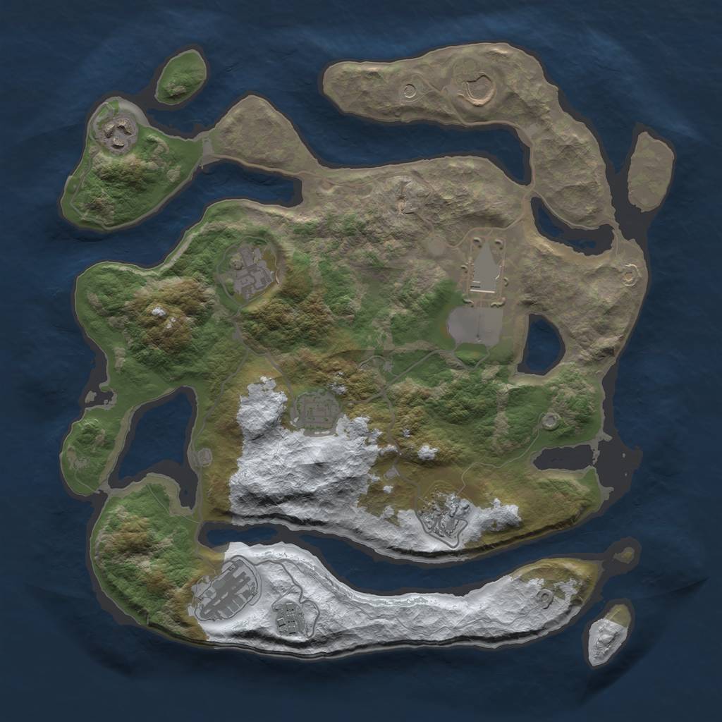 Rust Map: Barren, Size: 3500, Seed: 4195194, 11 Monuments