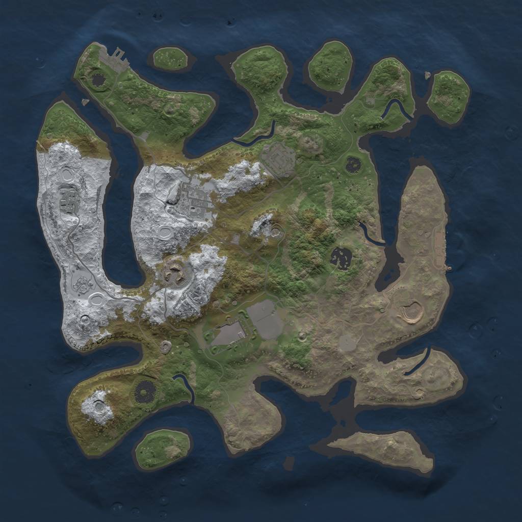 Rust Map: Procedural Map, Size: 3500, Seed: 4964114, 16 Monuments