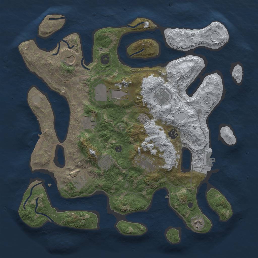 Rust Map: Procedural Map, Size: 4000, Seed: 4227430, 18 Monuments
