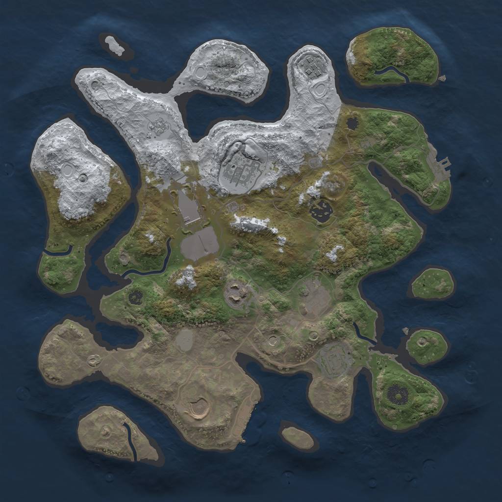 Rust Map: Procedural Map, Size: 3500, Seed: 5468593, 17 Monuments