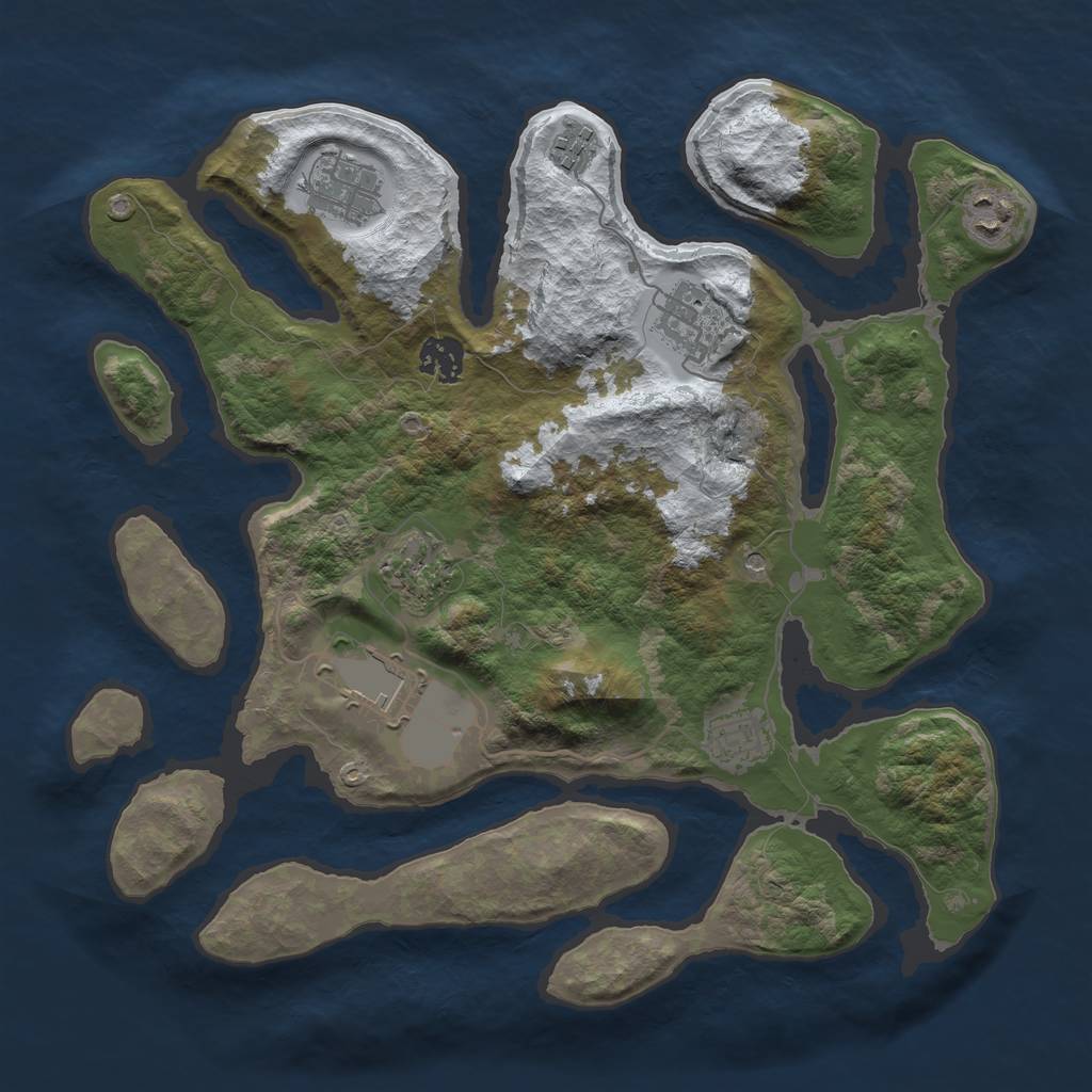 Rust Map: Barren, Size: 3500, Seed: 6008753, 11 Monuments