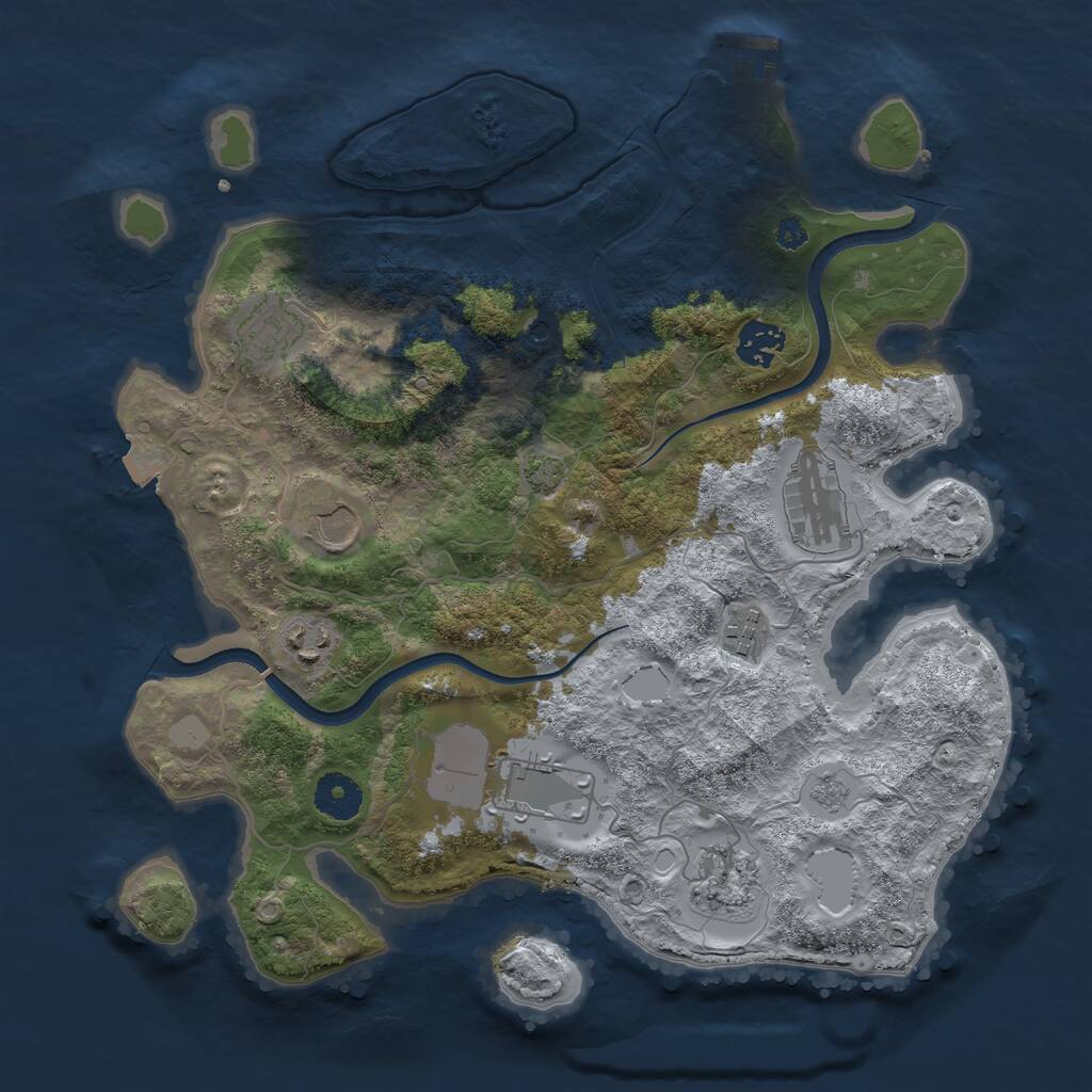 Rust Map: Procedural Map, Size: 3500, Seed: 1994448, 13 Monuments