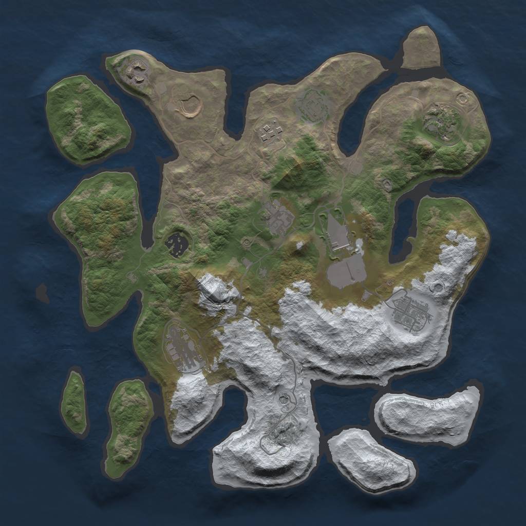 Rust Map: Barren, Size: 3500, Seed: 2574641, 13 Monuments