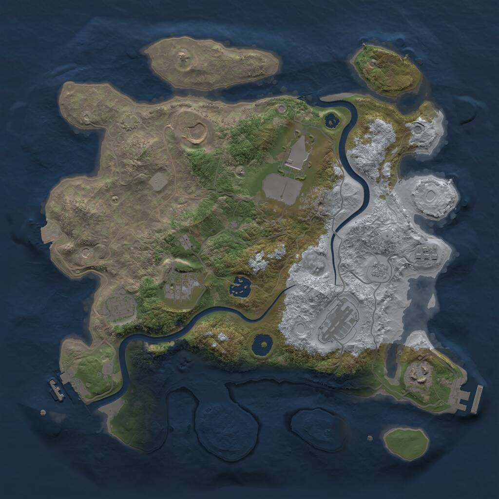 Rust Map: Procedural Map, Size: 3500, Seed: 6243105, 14 Monuments